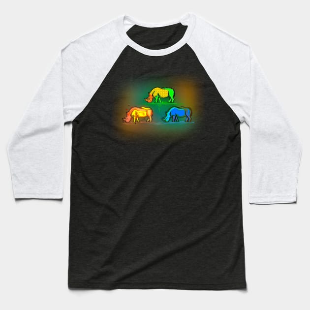 Three Rhinos Baseball T-Shirt by skrbly